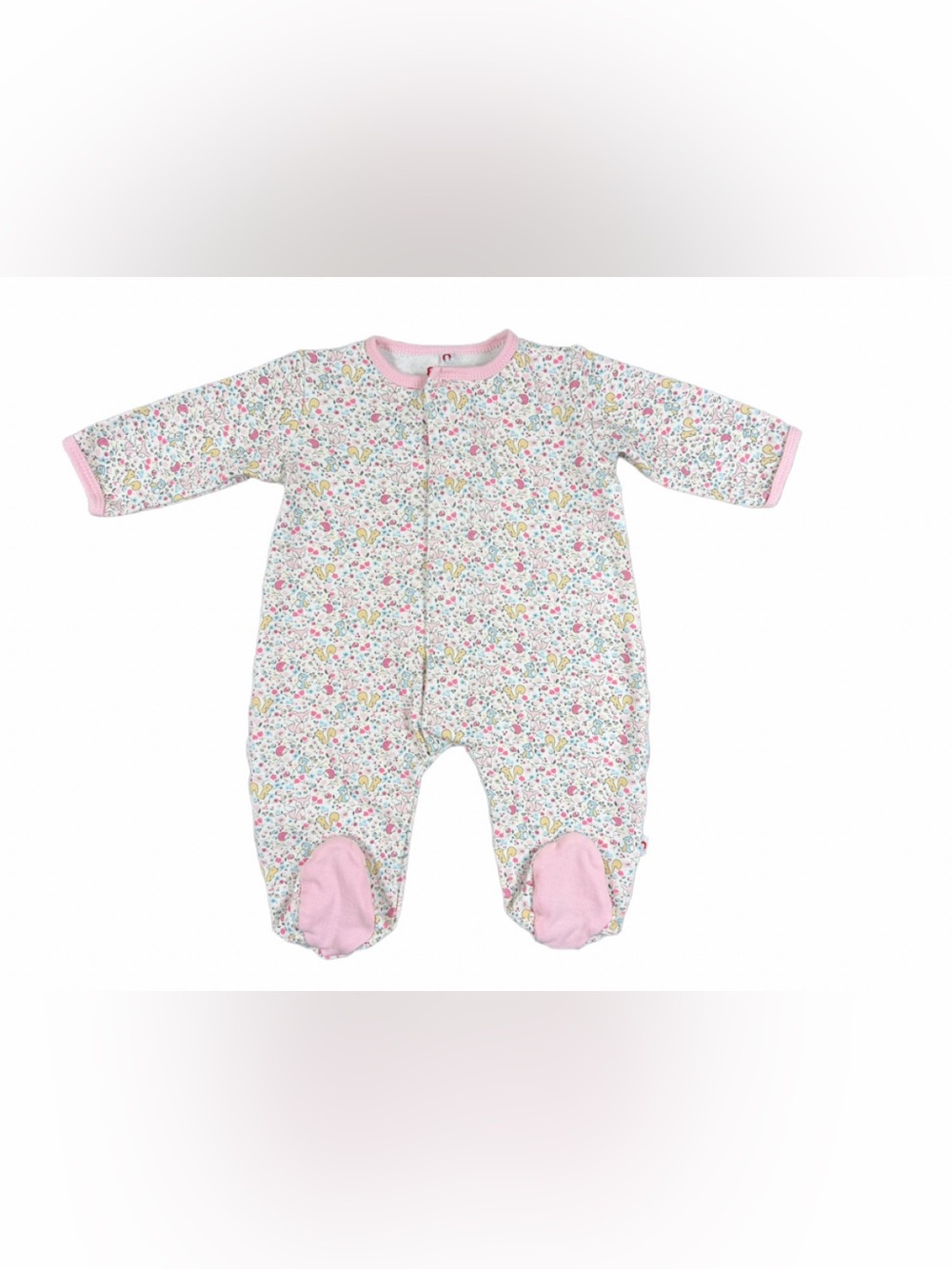 E=MC Pink Woodland Friends Cotton Footie - 3-6M
